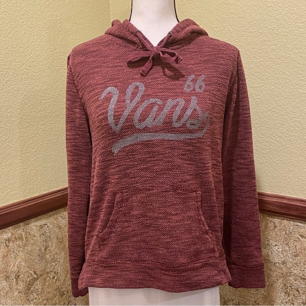 Vans Hoodie Pullover Beach Sweatshirt Maroon Red With Vans Logo Women’s Sz Med